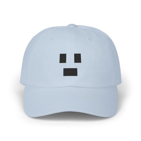 Pixel Surprised Face Embroidered Dad Hat: Retro 8-Bit Gaming Cap