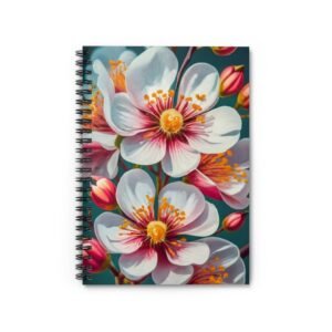 Vibrant Floral Spiral Notebook - White and Pink Flower Design