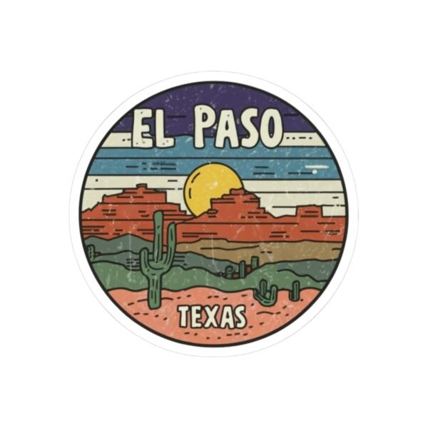 Desert Landscape Stickers, Southwest Cactus Decals, El Paso Texas Vinyl Stickers, Travel Adventure Souvenirs, USA State City Kiss-Cut Decor