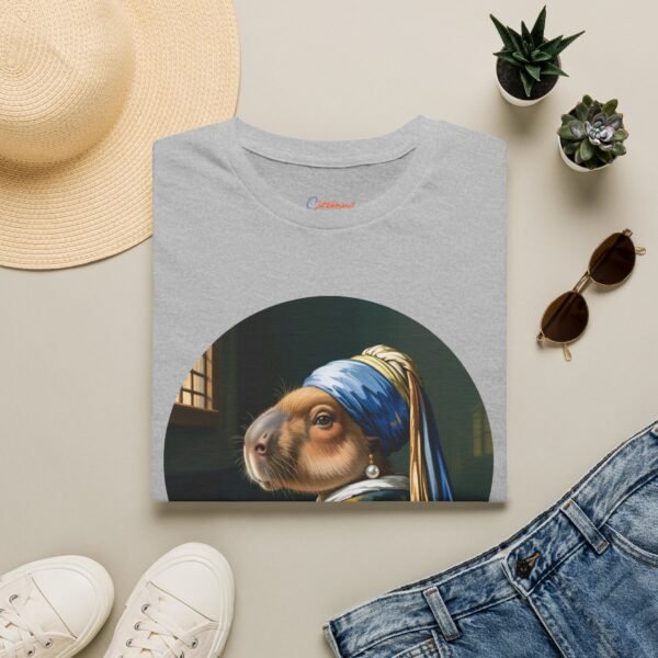 Capy with a Pearl T-Shirt - Vermeer Parody with Capybara Twist | Funny Art Tee for Animal Lovers & Meme Fans