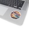 Cadaqués España Sunset Round Vinyl Sticker - Mediterranean Coastal Design, Spanish Seaside Travel Gift, Costa Brava Beach Art