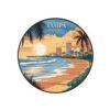 Tampa Florida Sticker - Retro City Beach Sunset Design with Palm Trees and Pier - Vintage Coastal Skyline Travel Souvenir Decal