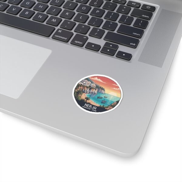 Nerja Spain Sticker - Pixel Art Coastal Design | Retro 8-Bit Sunset Scene of Andalucía | Travel Vinyl Decal for Laptop & Water Bottle