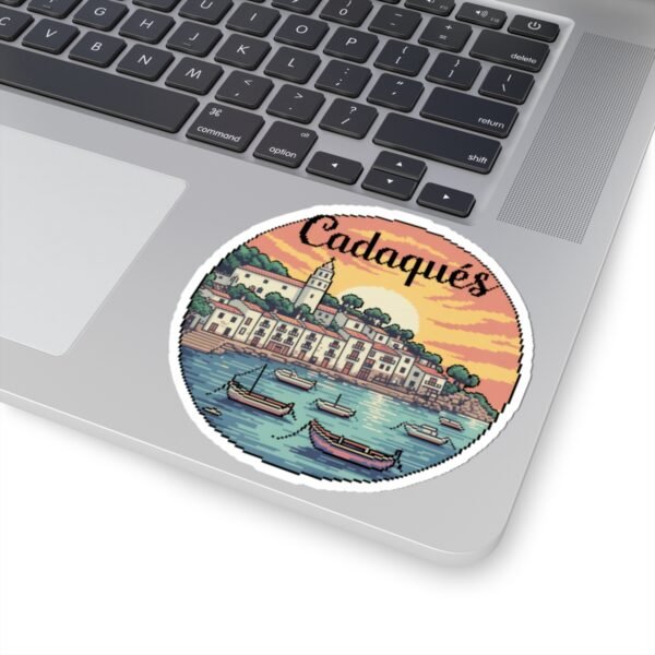 16181665513551124294_1200.jpeg Cadaqués Spain Pixel Art Sticker - Retro Sunset Coastal Village Design