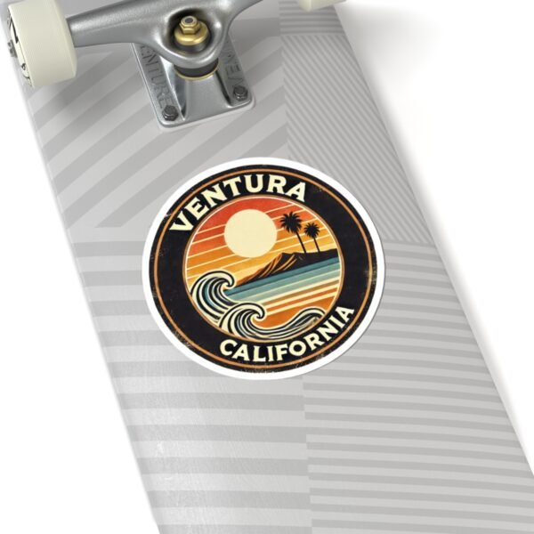 Stickers - Ventura California Beach Sunset Design - Coastal Vibes, Kiss-Cut Stickers, Laptop Decals, Water Bottle Stickers, Scrapbooking,