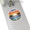 16198357882703948025_1200.jpeg Tampa Florida Sticker - Retro Coastal Sunset with Palm Trees, City Skyline, Ocean Waves & Pier | Vintage Travel Beach Art