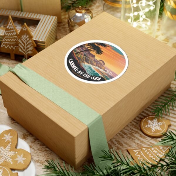 16268192841661648637_1200.jpeg Carmel-by-the-Sea California Sticker - Retro Coastal Sunset Cliffside Ocean Waves Design - Vintage Travel Souvenir Vinyl Decal