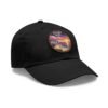 Sitges Spain Hat - Pixel Art Sunset Dad Cap with Leather Patch, Coastal Mediterranean Travel Souvenir