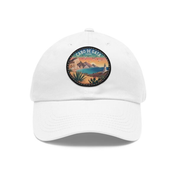 Cabo de Gata Hat - Spain Leather Patch Cap, Retro Sunset Coastal Design, Andalusia Travel Souvenir, Unique Mediterranean Gift