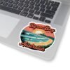 Byron Bay Australia Sticker - Retro Surf Travel Design with Sunset, Lighthouse & Palm Trees - Vintage Coastal Beach Souvenir