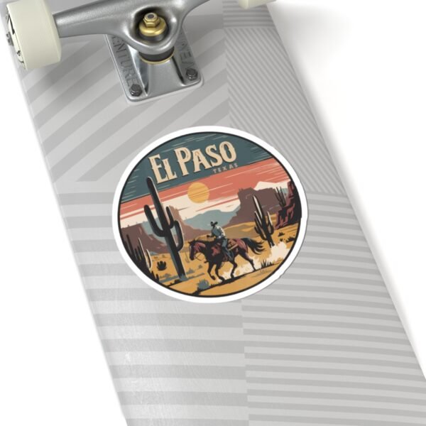 Cowboy Ride Kiss-Cut Stickers, El Paso Texas Sunset, Western Theme Decals, Southwestern Souvenirs, Wild West Vinyl Decals, Southwest Travel