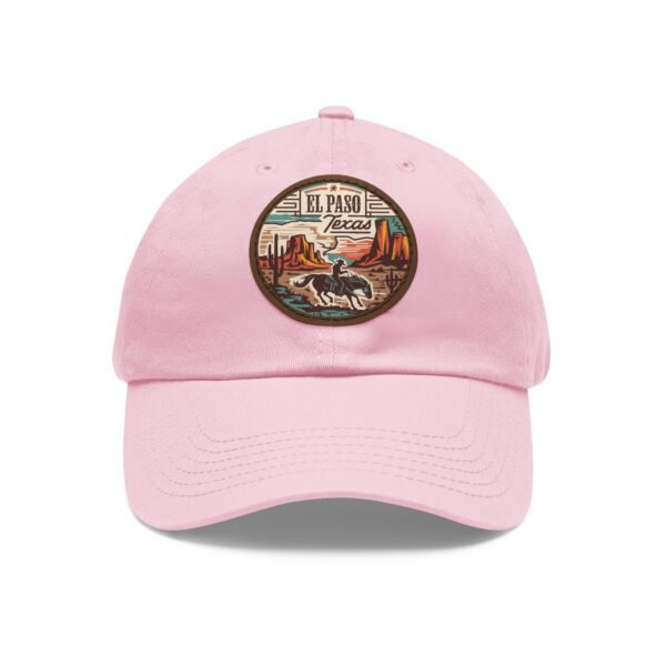 El Paso Texas Hat - Leather Patch Cowboy Rider Desert Scene, Western Baseball Cap, Retro Travel Souvenir Dad Hat, City Vibes Apparel