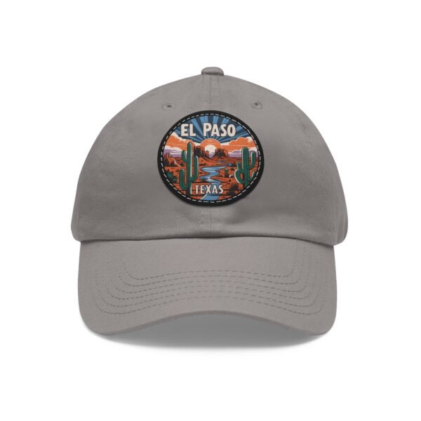 El Paso Texas Hat - Leather Patch Desert Sunset Cap with Cactus & River, Retro Travel Baseball Dad Hat, City Vibes Souvenir Apparel