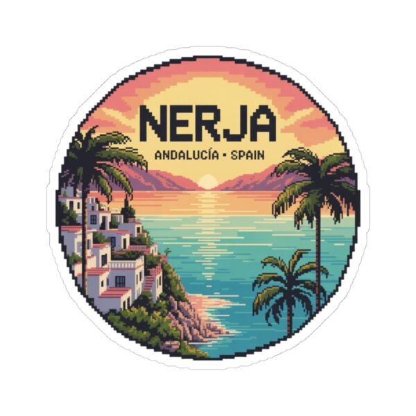 16439987487202829625_1200.jpeg Nerja Spain Pixel Art Sticker - Retro Sunset Coastal 8-Bit Design | Andalucía Vinyl Decal | Mediterranean Vintage Travel Art