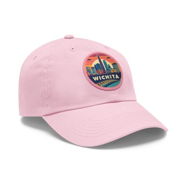 Wichita Kansas Hat - PU Leather Patch Retro City Skyline Baseball Cap, Wichita Travel Souvenir,