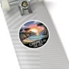 16469892372143812635_1200.jpeg Carmel-by-the-Sea Sticker - Pixel Art Sunset Beach Cliffside Scene with Ocean Waves - Retro California Travel Souvenir Vinyl Decal