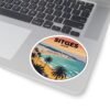 Sitges Spain Sticker - Retro Sunset Beach Art, Mediterranean Travel Decal, Spanish Coastal Town Souvenir, Palm Trees Ocean View