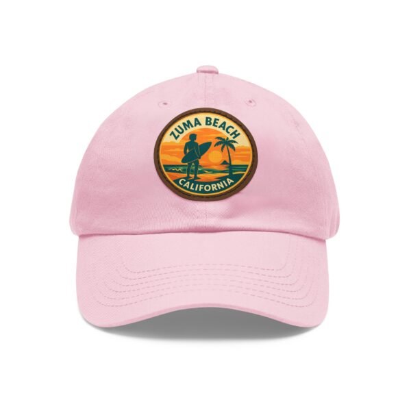 Zuma Beach California Hat - Leather Patch Sunset Surf Cap with Palm Tree, Retro Coastal Baseball Dad Hat, City Vibes Travel Souvenir