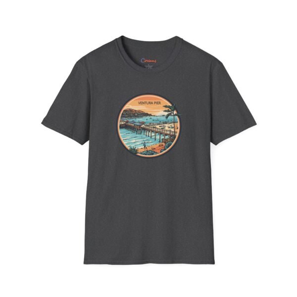 Ventura, California | Aerial view drawing of Ventura Pier - Unisex Softstyle T-Shirt