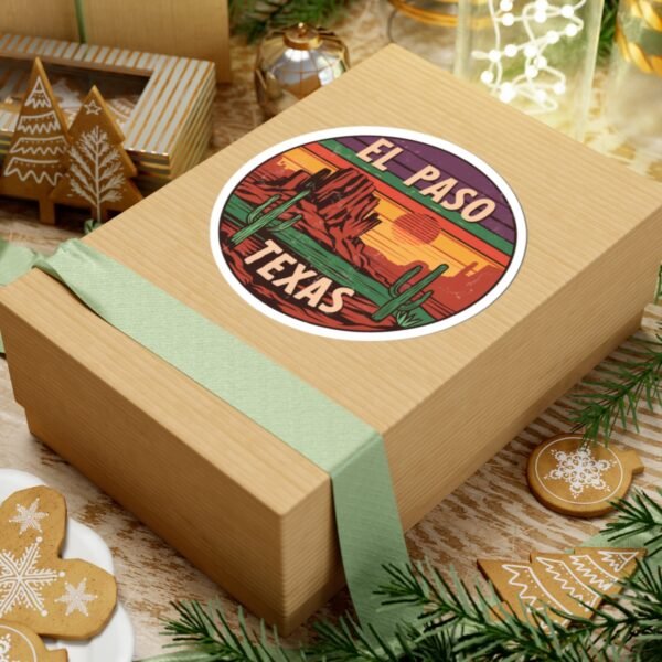 Desert Sunset Kiss-Cut Stickers | El Paso Texas, Cactus and Rocks, Southwestern Decor, Laptop Decals, Wanderlust Travel Accessories