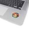 Tampa Florida Sticker - Retro Sunset Beach Scene with Palm Trees, Ocean Waves, and Vibrant Coastal Skyline - Vintage Travel Art