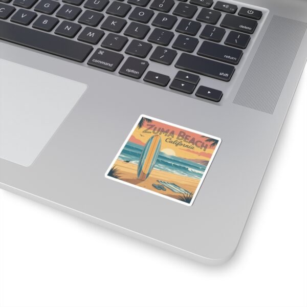 Zuma Beach California Vinyl Sticker - Surfboard Sunset Design, Retro Beach Vibes, California Travel Decal, Malibu Souvenir