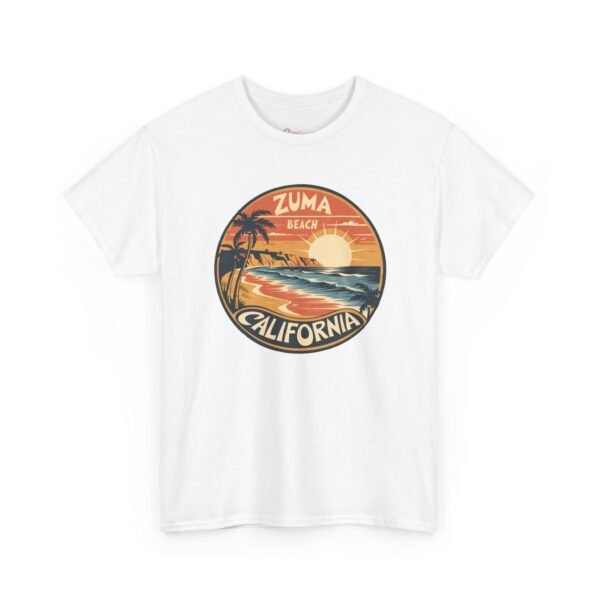 Zuma Beach California Tee - Retro Sunset Vibes | Unisex Softstyle T-Shirt, Surf Graphic Shirt, Coastal California Shirt, 80s Aesthetic Top