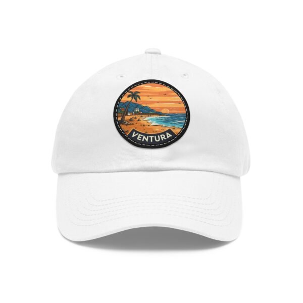 Ventura Hat - PU Leather Patch Retro Sunset Beach Baseball Cap, California Coastal Souvenir