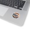 Cadaqués España Round Sticker - Sunset Coastal Vinyl Decal, Travel Souvenir, Mediterranean Village Boats, Retro Art Print