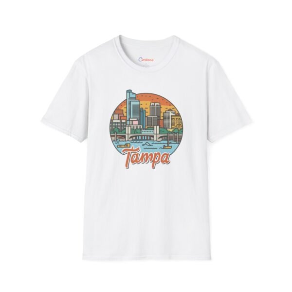 Tampa Florida T-Shirt - Cityscape Sunset Tee, Tampa Skyline Shirt, Unisex Softstyle Gift for Travelers