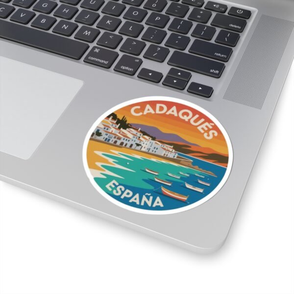 16730621516868842877_1200.jpeg Cadaqués España Sticker - Costa Brava Retro Travel Art - Round Vinyl Mediterranean Sticker - Spanish Souvenir Gift