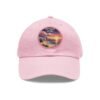 Sitges Spain Hat - Pixel Art Sunset Dad Cap with Leather Patch, Coastal Mediterranean Travel Souvenir