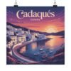 Cadaqués Spain Poster - Mediterranean Sunset Wall Art Print, Coastal Travel Decor, Costa Brava Illustration, Europe Beach Landscape