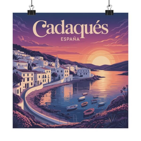 Cadaqués Spain Poster - Mediterranean Sunset Wall Art Print, Coastal Travel Decor, Costa Brava Illustration, Europe Beach Landscape