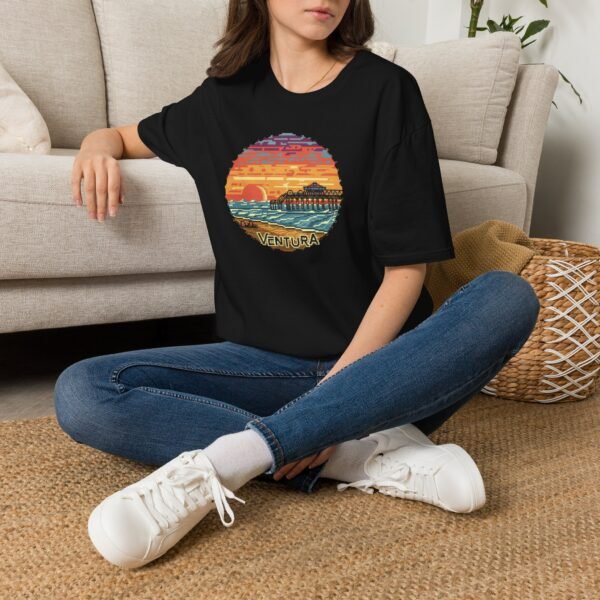 Embrace the Horizon: Pixel Art Ventura Pier Sunset - Unisex Softstyle T-Shirt