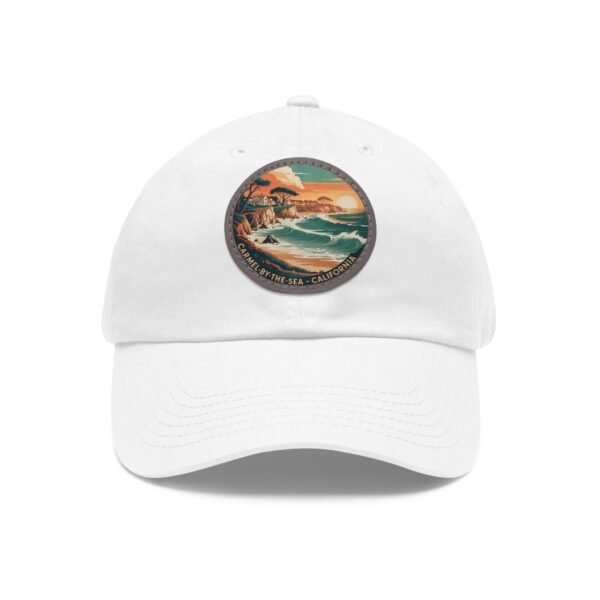 Carmel by the Sea Hat - Retro Coastal Leather Patch Cap, California Ocean Sunset Embroidery Style