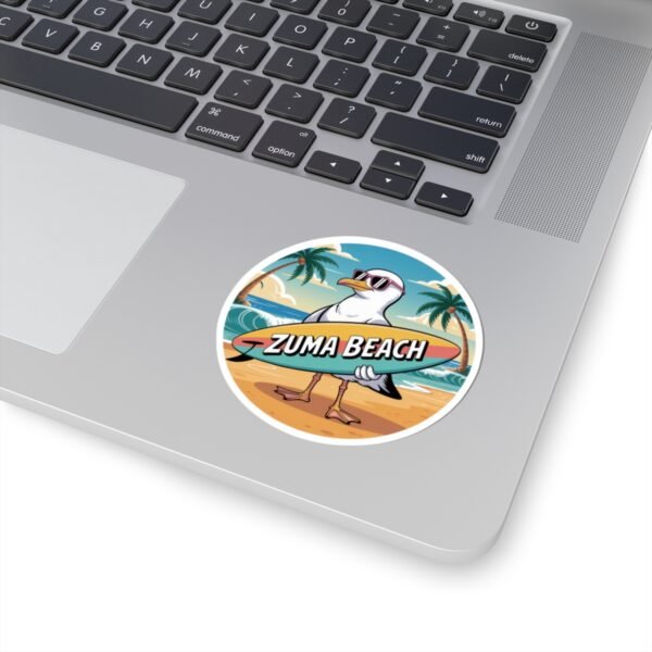 Zuma Beach Seagull Sticker - Fun Summer Sticker, Surf Vibes, California Coastal Decor, Cool Cartoon Sticker for Laptop, Water Bottle
