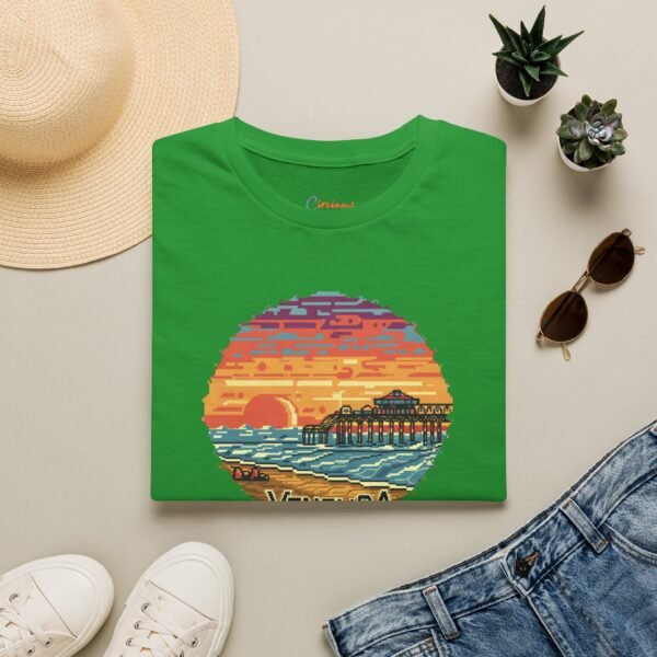 Embrace the Horizon: Pixel Art Ventura Pier Sunset - Unisex Softstyle T-Shirt