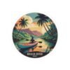 Wailua River Hawaii Sticker - Retro Kayak Adventure Art with Tropical Sunset & Palms - Vintage Style Hawaiian Travel Souvenir