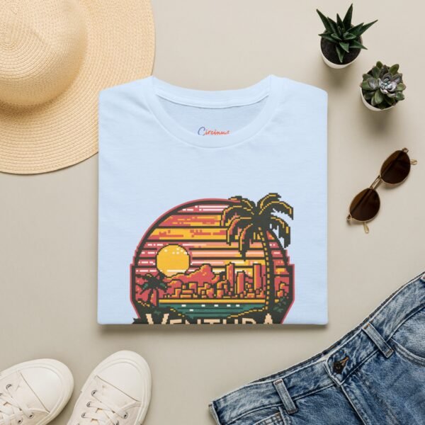 Ventura Sunset Pixel Art California Dream Unisex Softstyle T-Shirt, Graphic Tee, Vintage Style Shirt, Retro Tshirt, Beach Lover Gift