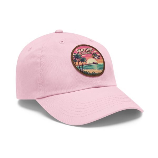 Ventura California Pixel Art Hat - Retro Coastal Leather Patch Cap with Sunset Beach Scene | California 8-Bit Design Gift