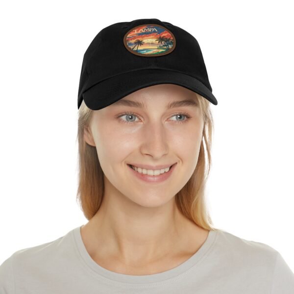 Tampa Florida Hat - PU Leather Patch Coastal Sunset Baseball Cap, Florida Travel Souvenir,