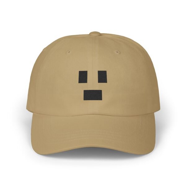 Pixel Surprised Face Embroidered Dad Hat: Retro 8-Bit Gaming Cap