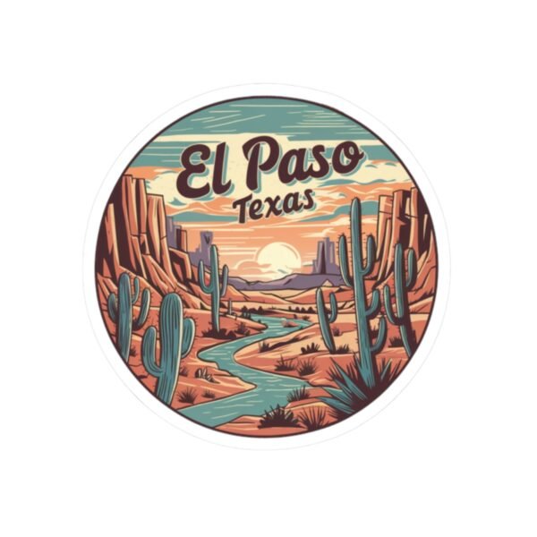 Southwest Sunset Kiss-Cut Stickers, El Paso Desert River Decal, Travel Gift, Souvenir, Laptop Decal, Journal Sticker, Water Bottle Decal