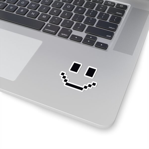 Pixel Smiley Face Sticker - Retro 8-Bit Minimalist Happy Face Decal, Funny Gaming Pixel Art, Cute Laptop & Water Bottle Sticker