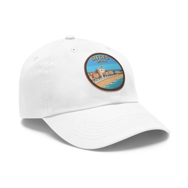 17217319823552924214_2048.jpeg Sitges Spain Hat - Coastal City Leather Patch Cap, Spanish Beach Town Souvenir Dad Hat, Barcelona Coast Travel Gift