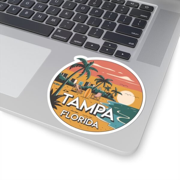 Tampa Florida Sticker, Retro Beach Sunset Decal, Surf & Palm Trees, Travel Souvenir, Coastal Laptop Sticker, Hippie Van Decor, Vacation Gift