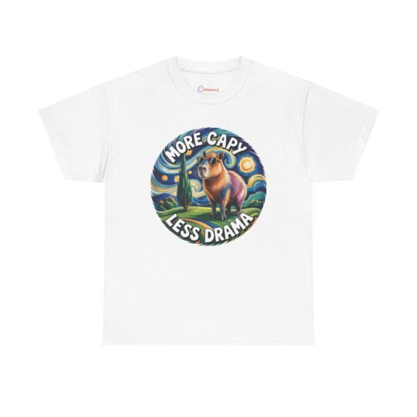 More Capy Less Drama Shirt - Funny Capybara Van Gogh Style Tee, Chill Art T-Shirt, Capybara Nation Gift, Colorful Animal Shirt