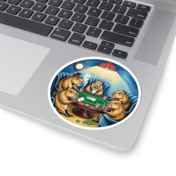 Capybara Poker Night Sticker - Funny Animal Card Game Vinyl Decal, Gambling Gift, Capybara Lover Decor, Retro Cartoon Art