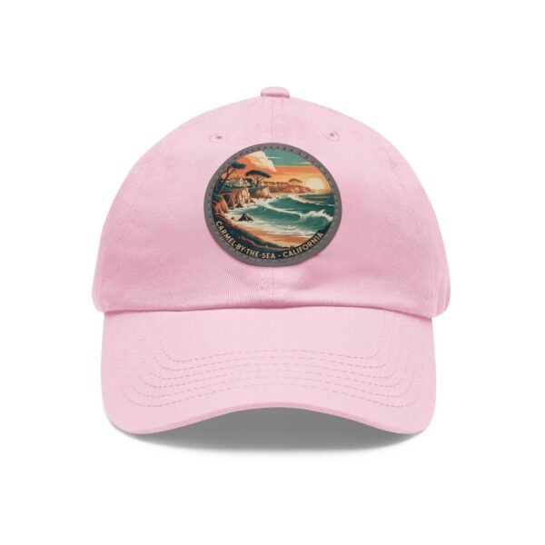 Carmel by the Sea Hat - Retro Coastal Leather Patch Cap, California Ocean Sunset Embroidery Style